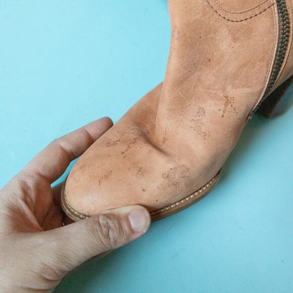 J Crew Genuine Italian Leather Stacked Heel Almond Toe Zipper Boots Size 8 - Picture 3 of 9